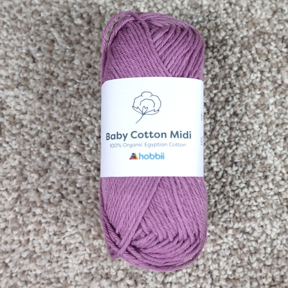 Hobbii Baby Cotton Midi Yarn‎ 100% Organic Egyptian Cotton Color 14 Purple 50g